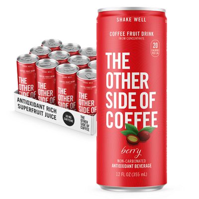 The Other Side of Coffee - Upcycled Coffee Fruit Juice Drink, Non-Carbonated, Antioxidant Rich, Low Caffeine (30mg), Low Calorie, Low Sugar, 100% Natural, 12 Fl Oz, Berry Flavor (Pack of 12)