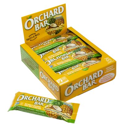 Orchard Bars Non-GMO Fruit &amp; Nut Bars, Pineapple Coconut Macadamia, 1.4 Oz, Pack of 12