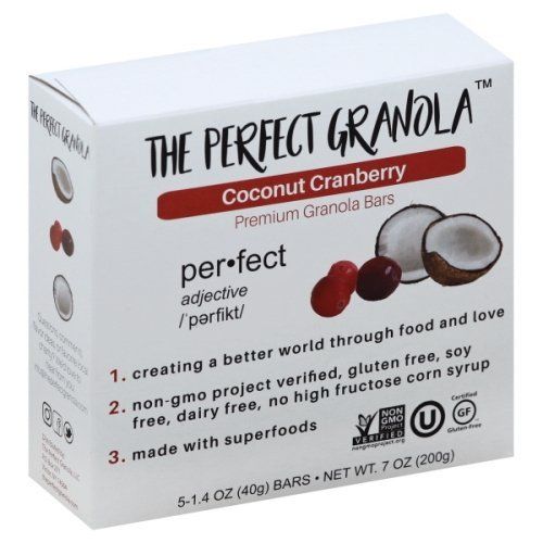 The Perfect Granola - Gluten Dairy Free Healthy Natural Premium Breakfast Granola Bars (Case of 6 Boxes, 30 Bars Total) (Coconut Cranberry)