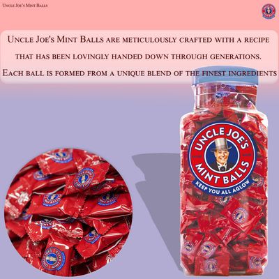 Uncle Joe's Mint Balls | Handcrafted British Candy | with Peppermint Oil | Long Lasting &amp; Breath Refreshing Minty Flavor | Individually Wrapped Hard Candy | 49.38 Oz (1.4kg)