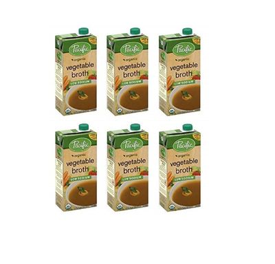 Pacific Broth, Vegetable, Organic, Low Sodium, 32 Oz (Pack of 6)