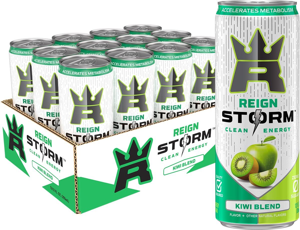 REIGN Storm, Kiwi Blend, Fitness &amp; Wellness Energy Drink, 12 Fl Oz (Pack of 12)