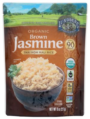 Lundberg Organic Jasmine Thai Hom Mali Rice, Brown, 8 oz (Pack of 6)