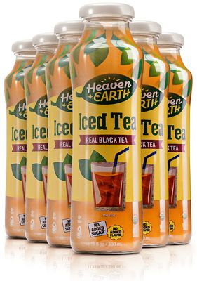 Heaven &amp; Earth Organic Iced Tea, 11.2oz (6 Pack) | Real Black Tea, Pure Fruit Juice, No added Sugar, Flavor, or Color