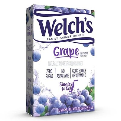 Welch&#39;s Singles To Go Drink Mix Grape, 6 Boxes with 6 Packets Each- 36 Total Servings