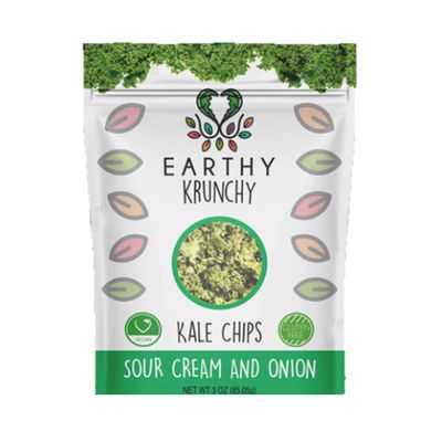 Earthy Krunchy Snacks Kale Chips - Sour Cream and Onion Flavor - Organic High Protein Snack - Crunchy Kale with No Sugar or Preservatives - Dehydrated Kale Chips - Gluten-Free Snacks - Vegan Chips