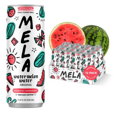 Mela Watermelon Water - Hydrating Watermelon Juice Drink w/Vitamin C, Electrolytes, &amp; Antioxidants - Non-GMO, Gluten-Free, Real Fruit Juice Watermelon Drink (Original, 11.15 fl oz, 12-Pack)