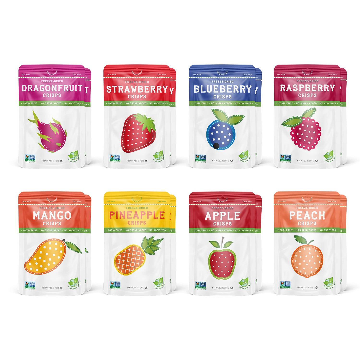 Natures Turn Freeze-Dried Fruit Snacks, Superfruit Variety, Pack of 16 (0.53 oz Each)