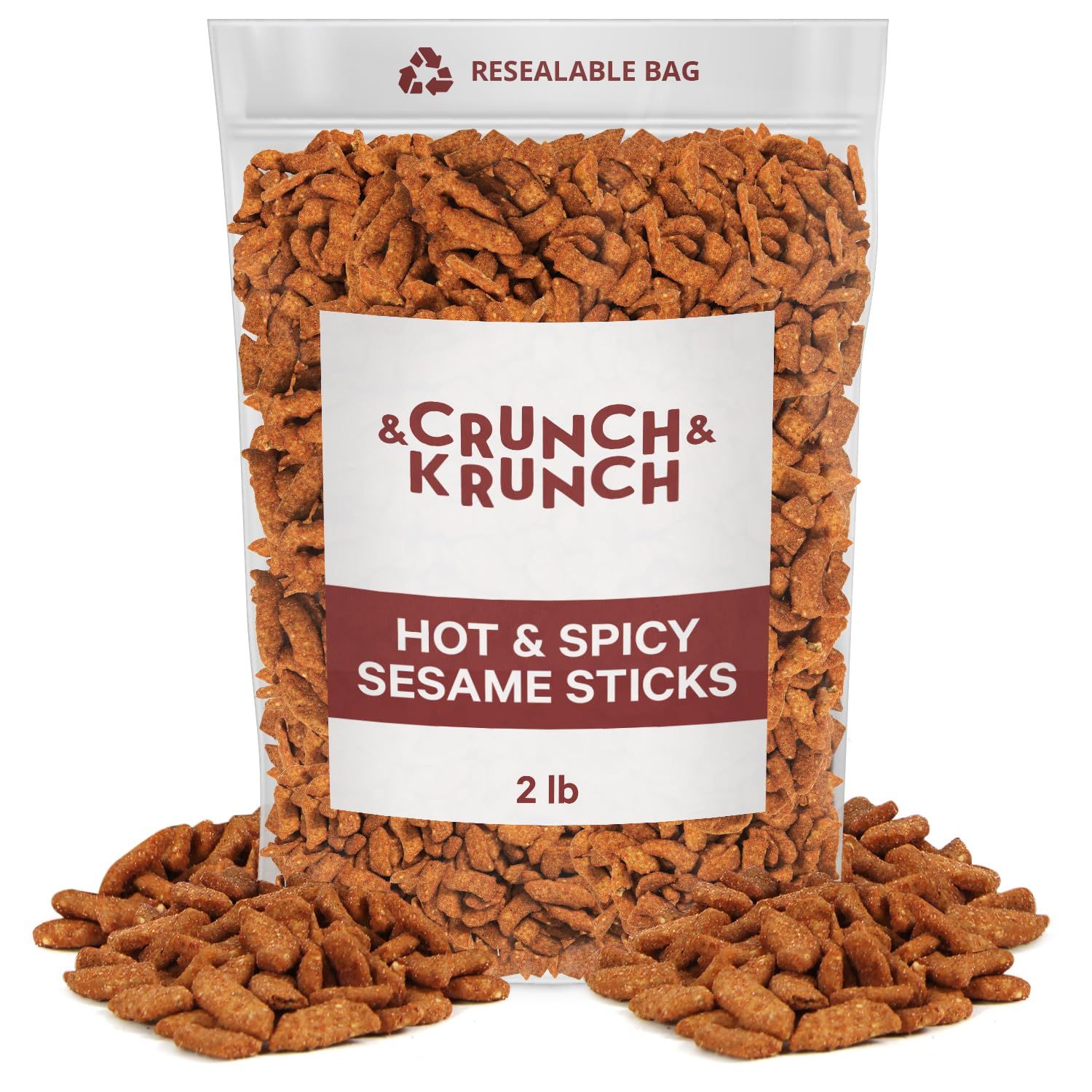 Hot and Spicy Sesame Sticks - Delicious and Fresh Snacks with the Perfect Mix of Hot, Spicy and Salty Flavor for Midday Snacking, Office On-The-Go Indulgence, 2LB