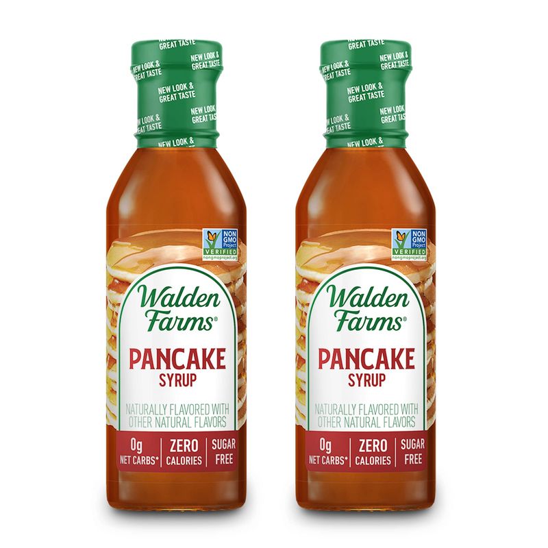 Walden Farms Pancake Syrup - Zero Calorie, Sugar-Free, Keto-Friendly, Low Carb, Gluten-Free, Vegan Maple Syrup Substitute for Pancakes, Waffles, French Toast, (12 oz Bottle x 2)