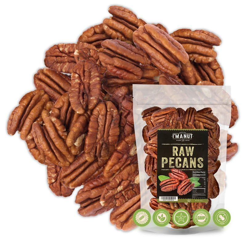 Premium Raw Pecan Halves 44oz (2.75 lb) | American-Grown, Non-GMO | Batch Tested Gluten &amp; Peanut Free | No PPO or Preservatives | Rich Flavor for Snacking &amp; Cooking