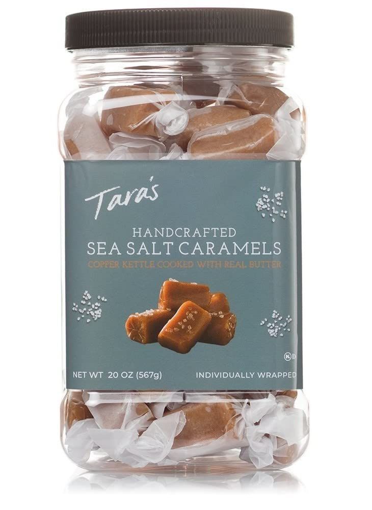 Tara&#39;s Gourmet Sea Salt Caramels | Hand Crafted All Natural Candy | Creamy &amp; Individually Wrapped with Real Butter (20 oz)