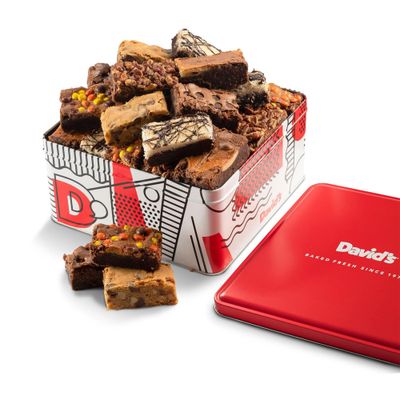 David&#39;s Cookies Assorted Brownies Gift Tin - 20 Slices of Individually Wrapped Gourmet Brownies - Delicious Variety of Flavors, Fresh Baked Snacks - Ideal Brownies Gift Basket For Special Occasions