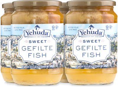 Yehuda Sweet Gefilte Fish, 24oz (4 Pack) | Kosher for Passover | No MSG | Protein Rich