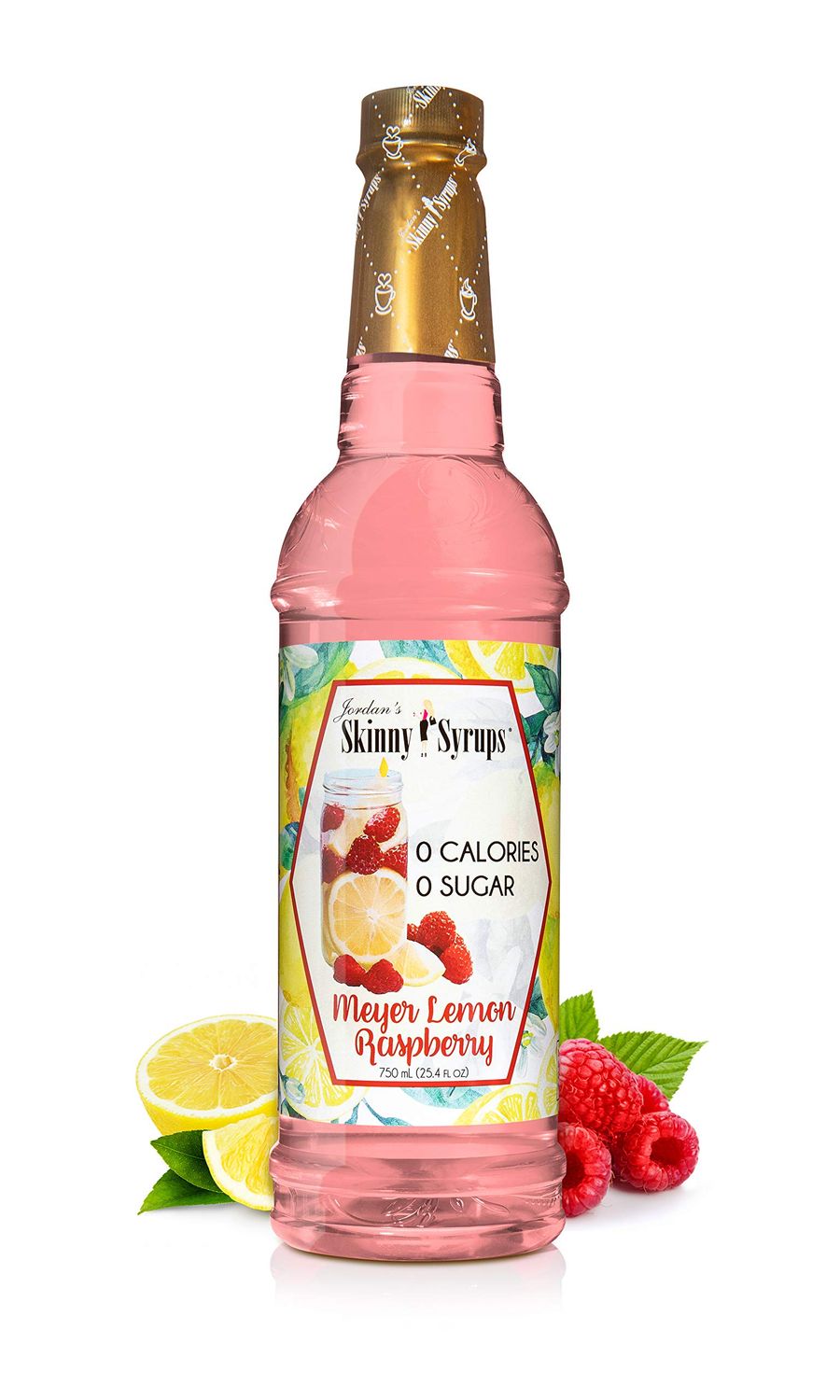 Jordan&#39;s Skinny Mixes Sugar Free Syrup, Meyers Lemon Raspberry Flavor, Fruit Flavored Water Enhancer, Drink Mix for Ice Tea, Lemonade &amp; More, Zero Calorie Flavoring, Keto Friendly, 25.4 Fl Oz, 1 Pack