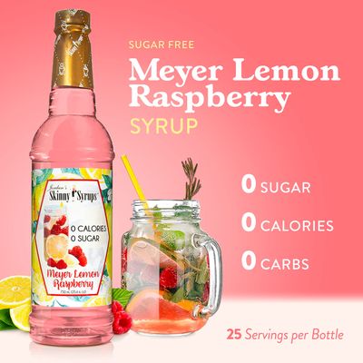 Jordan's Skinny Mixes Sugar Free Syrup, Meyers Lemon Raspberry Flavor, Fruit Flavored Water Enhancer, Drink Mix for Ice Tea, Lemonade &amp; More, Zero Calorie Flavoring, Keto Friendly, 25.4 Fl Oz, 1 Pack