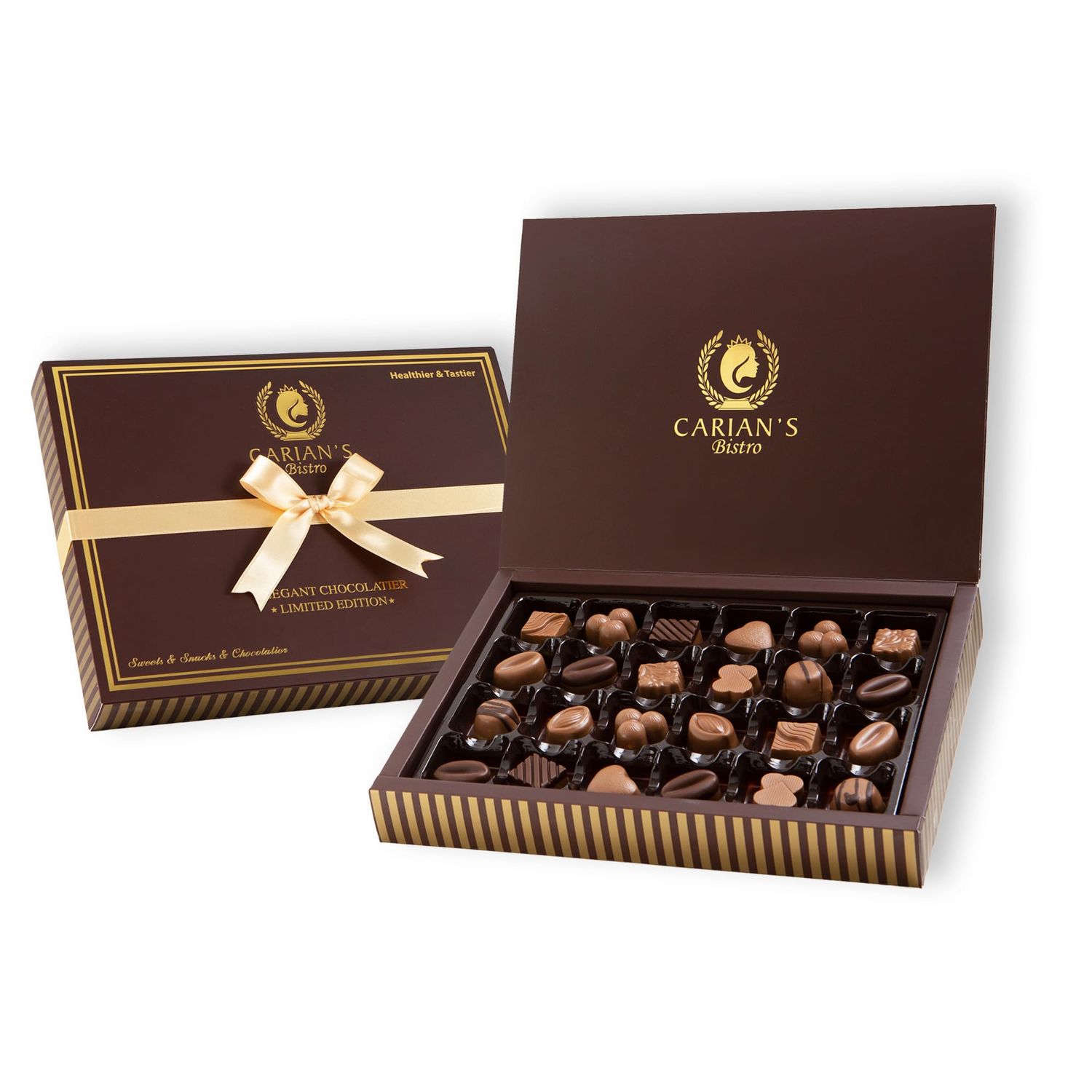CARIANS Chocolate Gift Box, Box of Candy, Assorted Luxury Premium Pralines Gourmet Chocolate Gift Basket, Dark, Milk &amp; Truffles, Great for Gift Giving, Holiday, Christmas Chocolate Gift Box