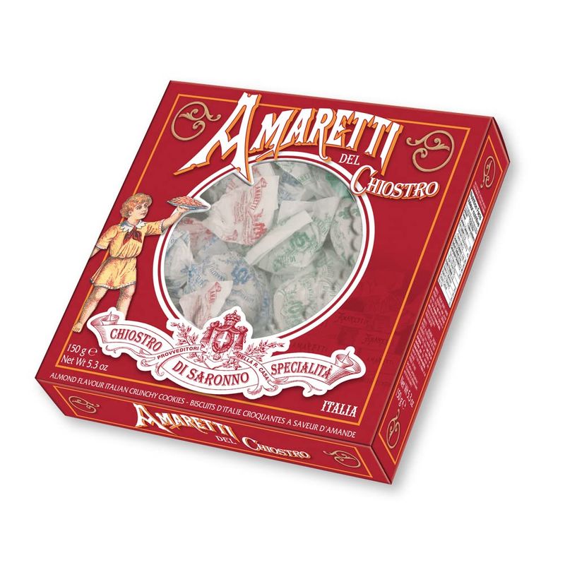 Amaretti Del Chiostro, Amaretti Di Saronno Crunchy Italian Cookies, 5.3 Ounce Window Box