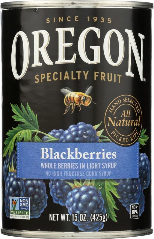 Oregon Fruit Products, Canned Fruits, Blackberries in Light Syrup, 15oz (Pack of 3)