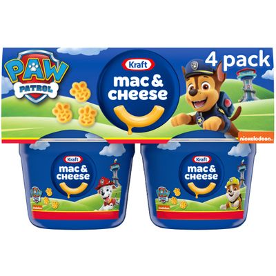 Kraft Mac &amp; Cheese Macaroni and Cheese Dinner Easy Microwavable Dinner with Nickelodeon Paw Patrol Pasta Shapes, 4 ct Pack, 1.9 oz Cups