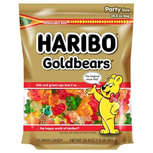 HARIBO Goldbears, Gummi Candy, 28.8 oz Resealable Bag, Assorted Flavors