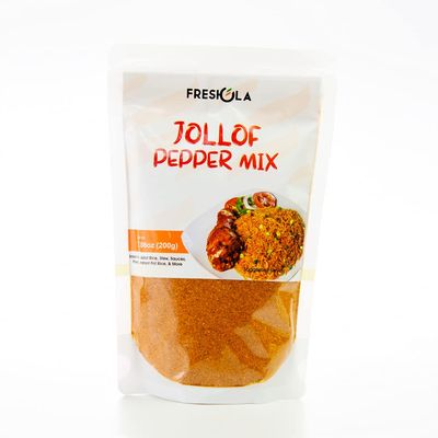 FRE Freshola Seasoned Jollof Rice Pepper Mix with Spices - Hand Blended Sauce in 200g | Red Ground Pepper for Cooking Rice, Pasta, Marinade - Natural African Seasoning, No Preservatives, Chemicals