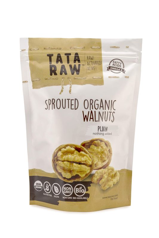 TATA RAW - Sprouted Organic Walnuts - PLAIN. Nothing added -1 lb. Soaked &amp; Air dried SUPER QUALITY. Raw. Alive. Activated. Fresh