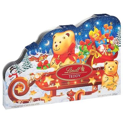 Lindt TEDDY Sleigh Assorted Chocolate Candy Advent Calendar, Box of Assorted Chocolates, 9.3 oz. Box