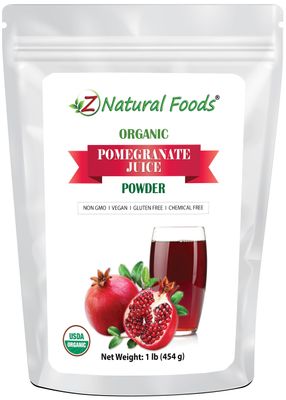 Z Natural Foods Pomegranate Powder - Organic Pomegranate Juice Powder, Pure &amp; Natural Pomegranate Fruit Extract - Nutritious, Antioxidant Superfood for Smoothies, Tea, Yogurt &amp; Culinary Use, 1 lb