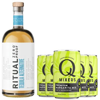 Ritual Zero Non-Alcoholic Tequila Alternative with 5 Pack of Q Mixers Margarita Mix for your favorite Alcohol-Free Mixed Drink
