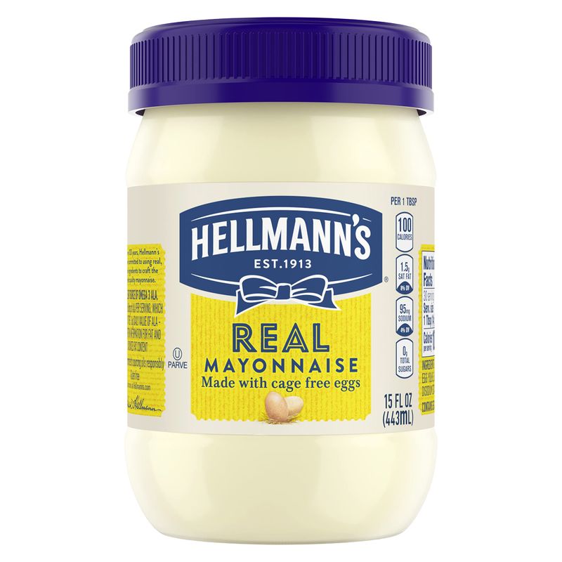 Hellmann&#39;s Real Mayonnaise Real Mayo For a Creamy Sandwich Spread or Condiment Gluten Free, Made With 100% Cage-Free Eggs 15 oz