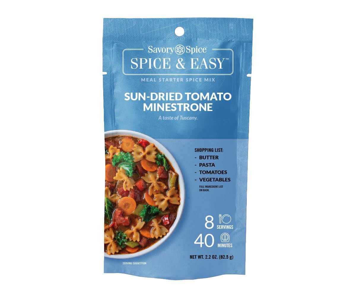 Savory Spice Sun-Dried Tomato Minestrone Spice &amp; Easy Meal Starter Spice Mix | Minestrone Dry Soup Mix (Net: 2.2 oz)