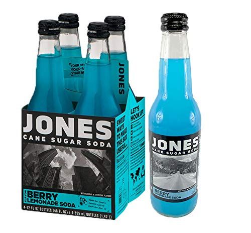 Jones Soda Co. Berry Lemonade Soda Flavor | 100% Cane Sugar Soda | Craft Soda Pop | Soda Soft Drinks | 12 Oz Glass Bottle Soda (4 - Pack)