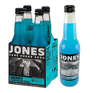 Jones Soda Co. Berry Lemonade Soda Flavor | 100% Cane Sugar Soda | Craft Soda Pop | Soda Soft Drinks | 12 Oz Glass Bottle Soda (4 - Pack)