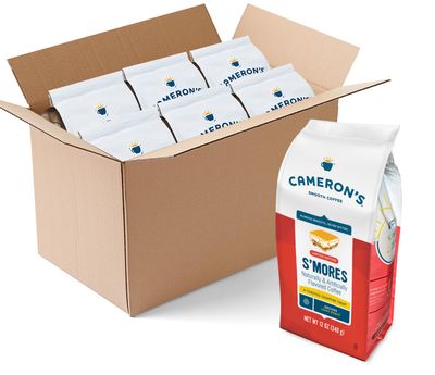 Cameron&#39;s Coffee Roasted Ground Coffee Bag, S&#39;mores Flavored, 12 Ounce, (Pack of 6)