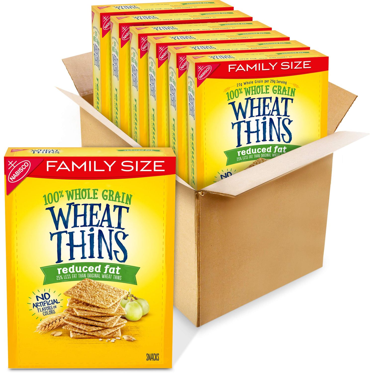 Wheat Thins Reduced Fat Whole Grain Wheat Crackers, Family Size, 6 - 12.5 oz Boxes