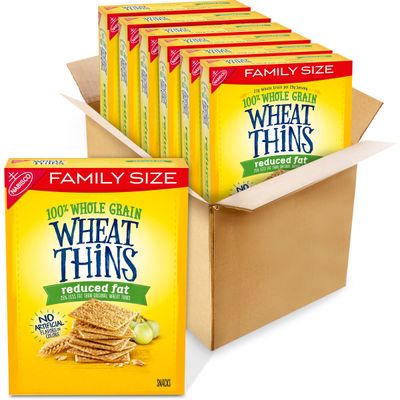 Wheat Thins Reduced Fat Whole Grain Wheat Crackers, Family Size, 6 - 12.5 oz Boxes