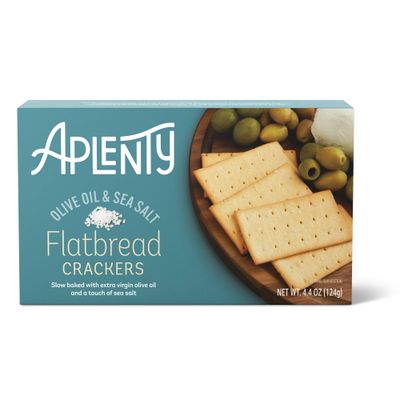 Aplenty, Olive Oil &amp; Sea Salt Flatbread Crackers, 4.4 oz