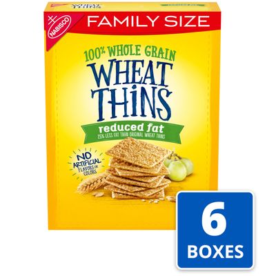 Wheat Thins Reduced Fat Whole Grain Wheat Crackers, Family Size, 6 - 12.5 oz Boxes