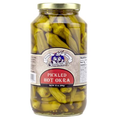Amish Wedding Hot and Mild Pickled Okra Variety Pack 32 Ounces (Pack of 2)