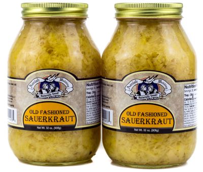 Amish Wedding Foods Sauerkraut, TWO 32 oz. Quart Jars