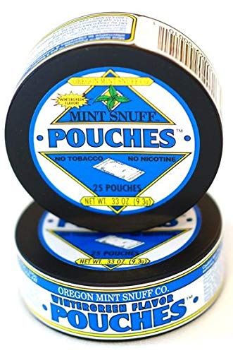 Mint Snuff POUCHES - Wintergreen Flavor - 6 cans by Oregon Mint Snuff Company