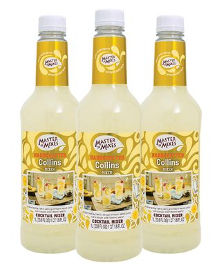 Master of Mixes Collins Drink Mix, Ready to Use, 1 Liter Bottle (33.8 Fl Oz), Pack of 3