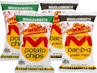 Middleswarth Weekender Kitchen Fresh Original &amp; Bar-B-Q Potato Chips Variety 4 Pack- 10 oz. Bags