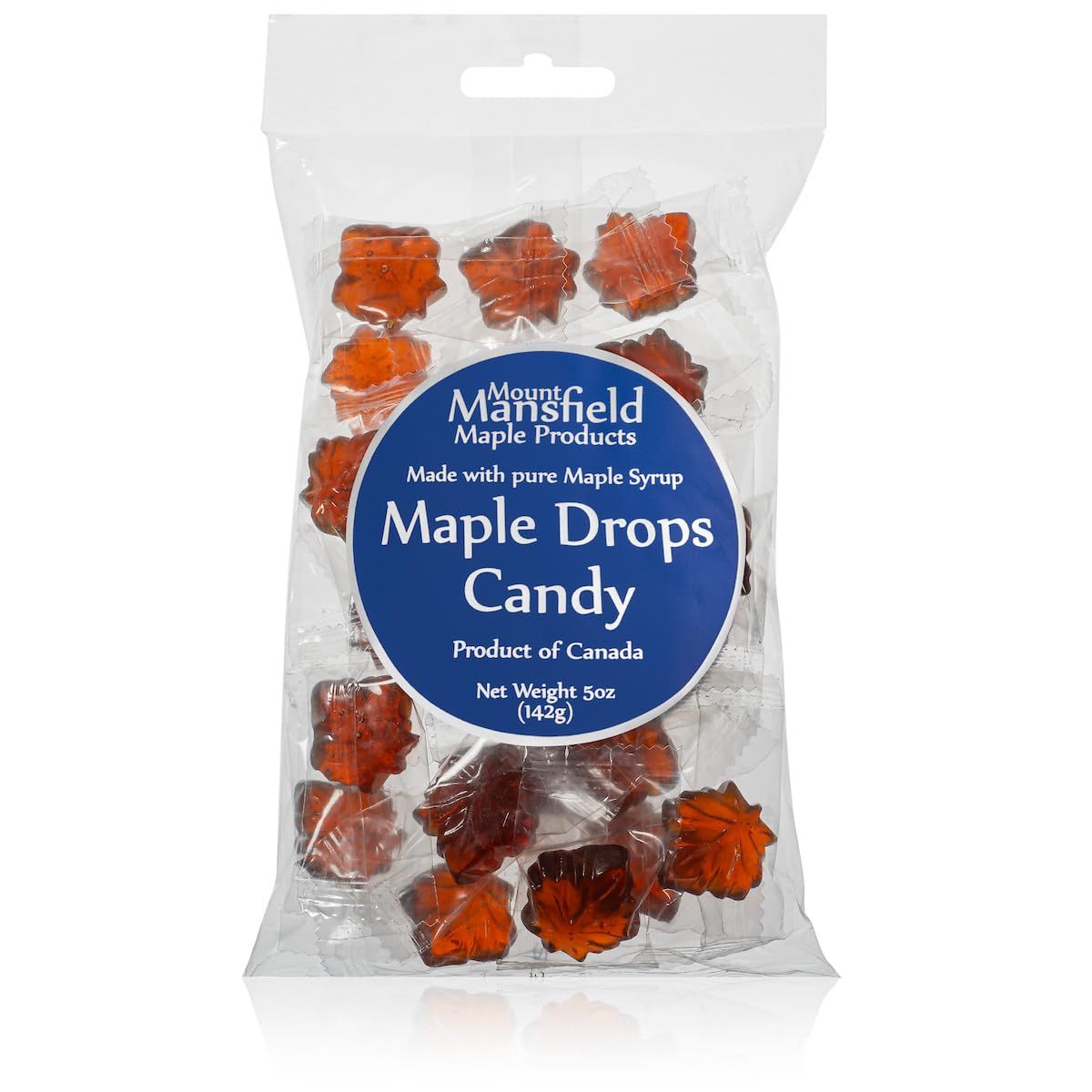 Mansfield Maple Maple Drops Hard Candy Made with REAL Maple Syrup 5oz Cellophane Bag