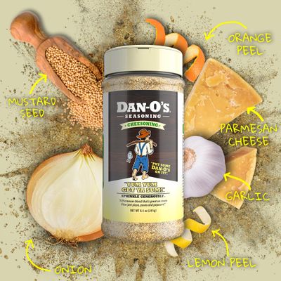 Dan-O's Cheesoning Seasoning - Great on Pasta, Pizza, Popcorn, Meats, Veggies, and Snacks - Italian Seasoning Blend - All-Purpose, Sugar Free, Zero Calorie for Cooking Anything- Medium bottle 7.6oz
