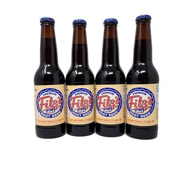 Premium Fitz&#39;s Soda Pop 12oz Glass Bottle Pack of 4 Soft Drink Fitz Fitzs (Diet Rootbeer Root Beer)