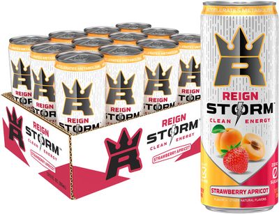 REIGN Storm, Strawberry Apricot, Fitness &amp; Wellness Energy Drink, 12 Fl Oz (Pack of 12)