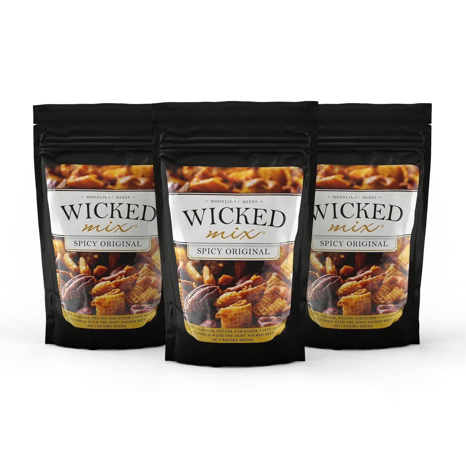 Wicked Mix Snack Mix with Mixed Nuts - Sweet and Salty Snacks Trail Mix Snack Packs with Almonds, Cashews, Pretzels, Pecans - Healthy Snacks Zero Trans Fat in Resealable Bag (Original Mix, Pack of 3)