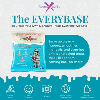Frozen Xplosion Original Frappe &amp; Smoothie Powder Mix Base, 3 lb. - Make Your Own Frappuccinos, Granitas, Soft Serve Ice Cream, and More - Neutral Taste, Shelf Stable - Dairy Free, Gluten Free